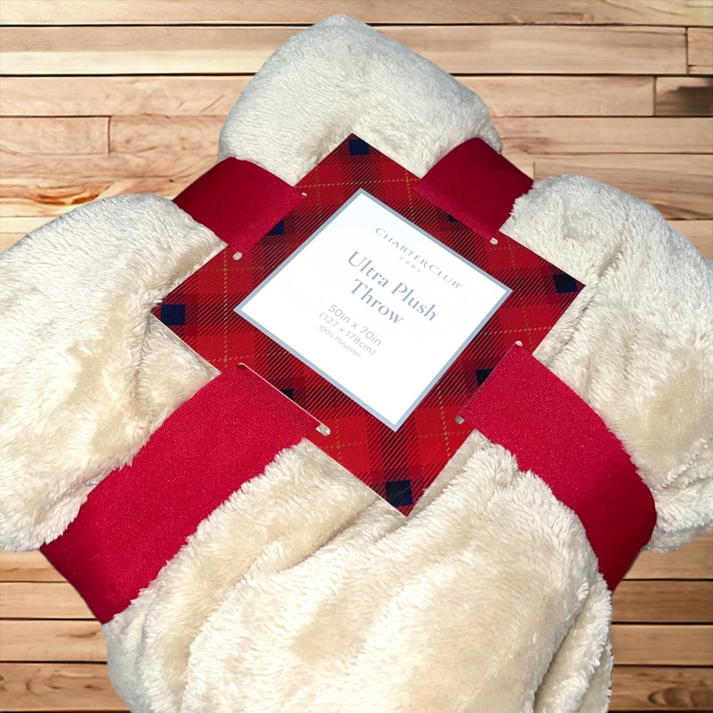 Charter Club Ultra Soft Throw / Blanket, Tan Cream NWT Gift Box PRICE‎ DROPPED!